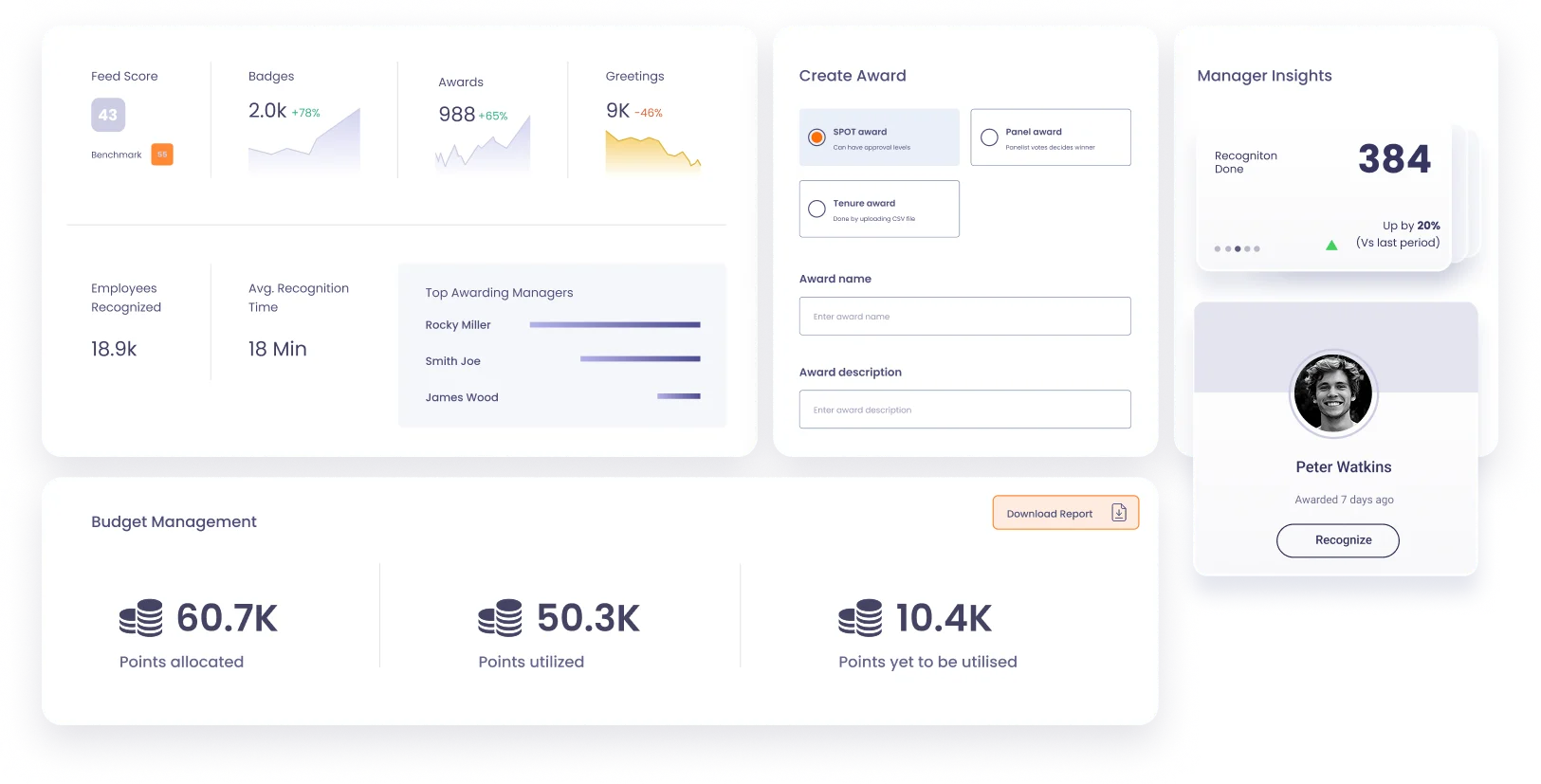 Recognition dashboards