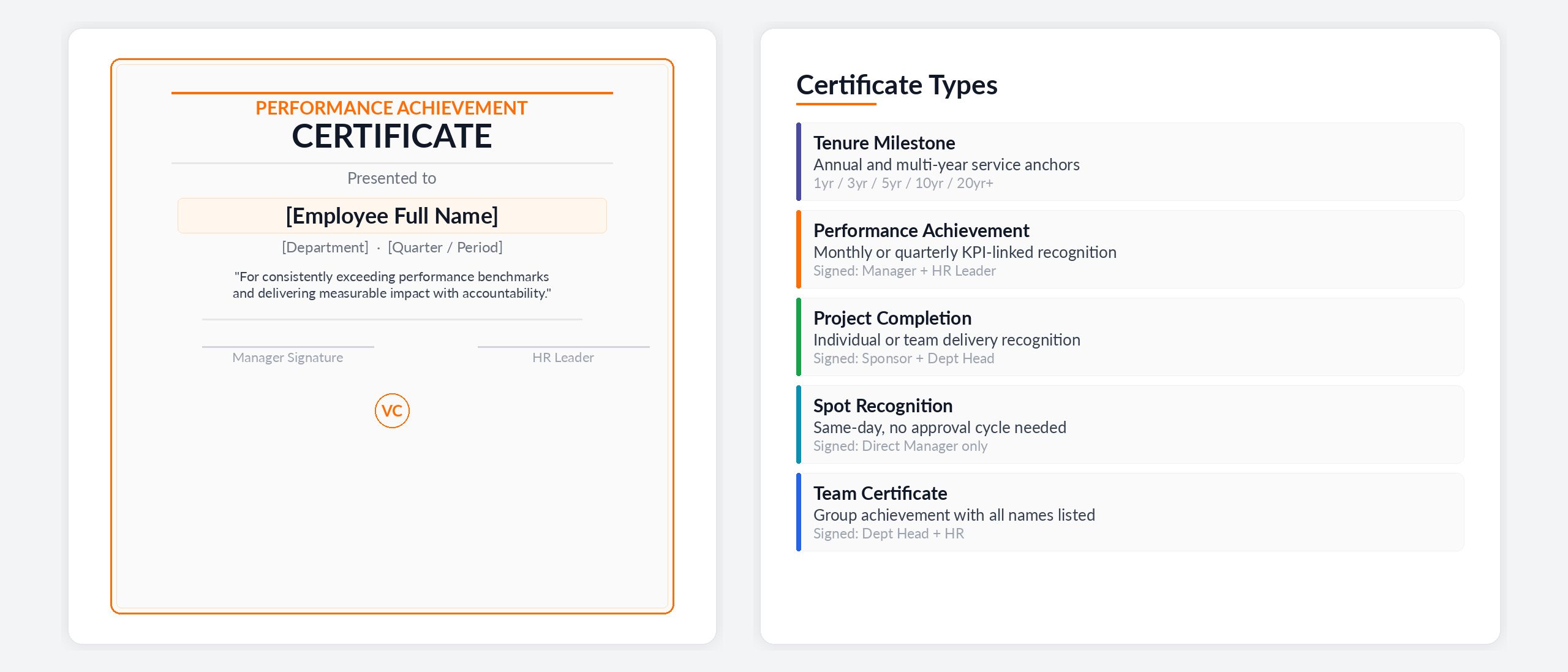 Service Recognition Certificate Template
